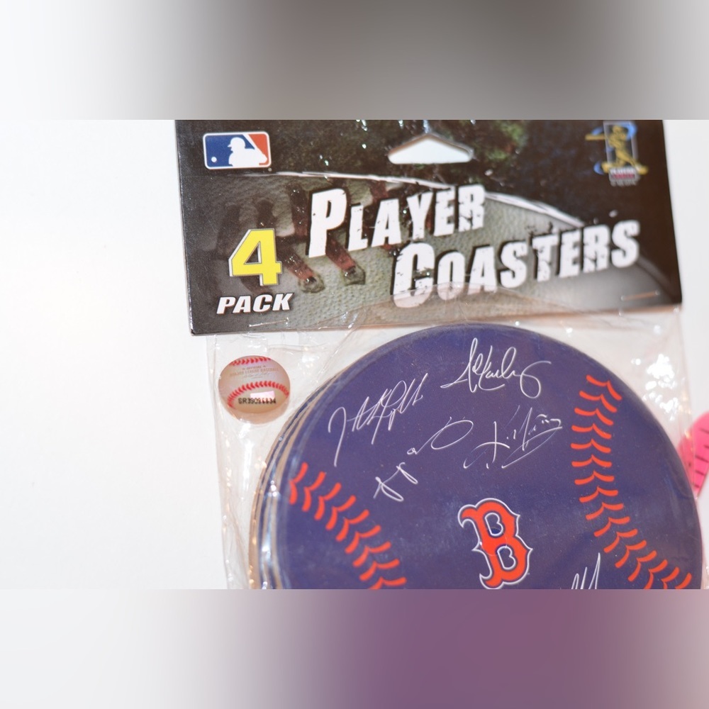 MLB Red Sox 4 pack of coasters Players Signatures - Picture 2 of 4